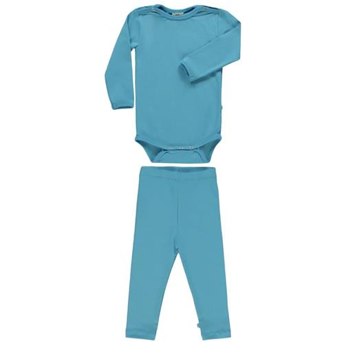 Småfolk Set Body Med Leggings Blue Grotto 56 cm  Blå  56 cm  Drenge, Piger