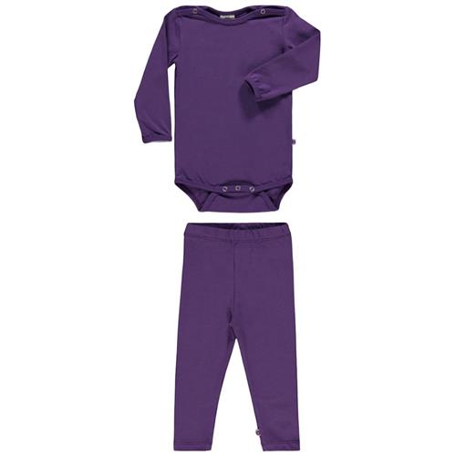 Småfolk Set Body Med Leggings Purple Heart 62 cm  Lilla  62 cm  Piger