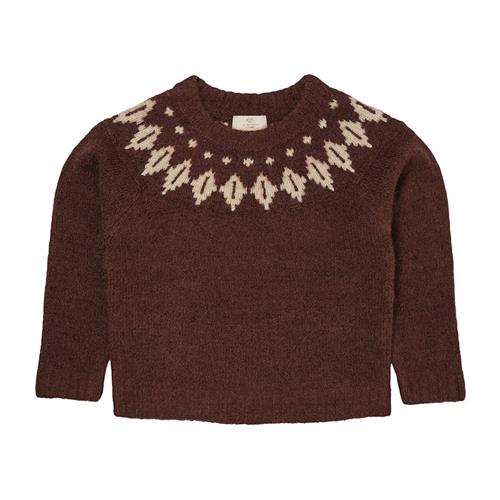 Copenhagen Colors Strikket sweater i Dark Brown og Cream 80 cm  Brun  80 cm  Drenge, Piger