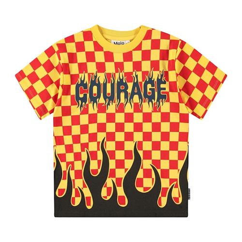 Molo Rodney Short-Sleeved T-Shirt Flame Check 110 cm  Gul  110 cm  Drenge
