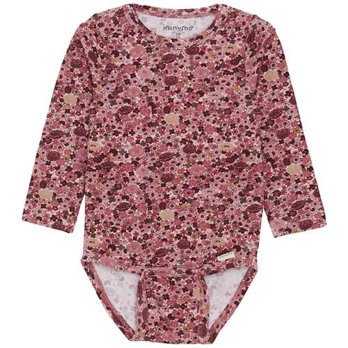 Minymo AOP Babybody Dusty Rose 62 cm  Lyserød  62 cm  Piger