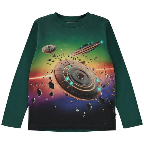 Molo GOTS Reif Langærmet T-shirt Rainbow Space 92 cm  Grøn  92 cm  Drenge