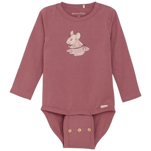 Minymo Baby Body i Deco Rose med Dancing Mouse 80 cm  Lyserød  80 cm  Drenge, Piger