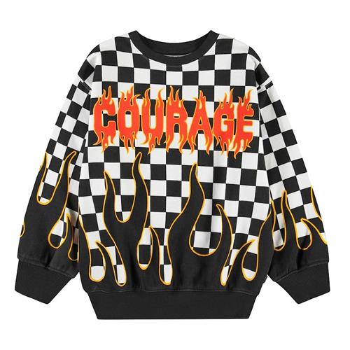 Molo Monti Sweatshirt Check On Fire 104cm  Sort  104 cm  Drenge