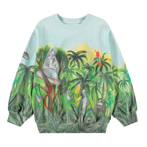 Molo Monti Sweatshirt Jungle Visitors 104cm  Grøn  104 cm  Drenge