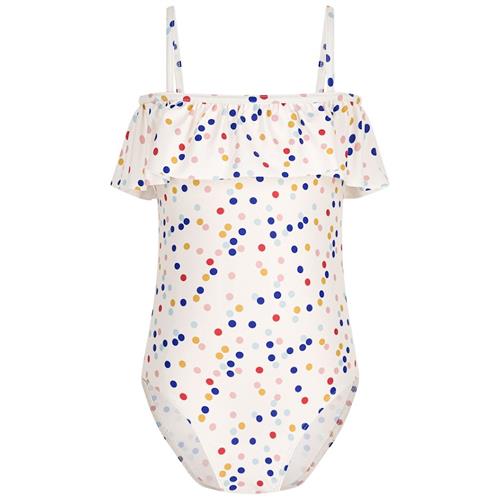 Petit Bateau Polkaprikmønstret Badedragt Cremefarvet 5 Y  Hvid  5 år  Piger