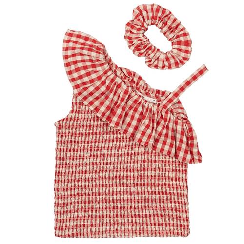 The New Nally Kort Top Poppy Red Check Poppy Red Check 9-10 Y  Rød  9-10 år  Piger