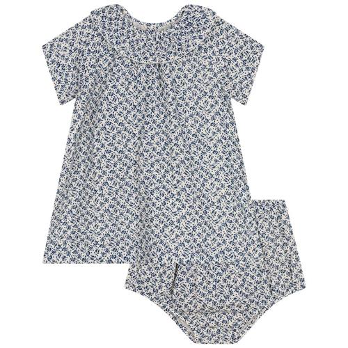 Petit Bateau Blomstret Baby-kjole Blå 6 Months  Blå  6 måneder  Piger