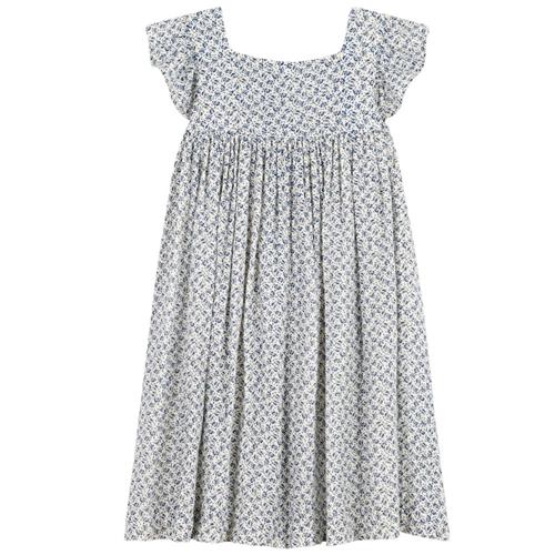 Petit Bateau Blomstret Kjole Cremefarvet 4 Y  Blå  4 år  Piger