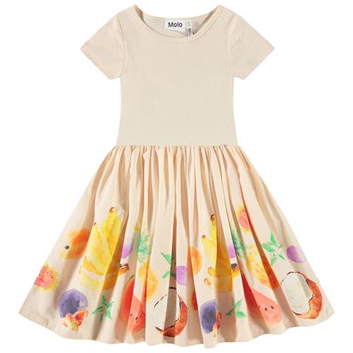 Molo Cissa Short-Sleeved Dress Dancing Fruits 110/116 cm  Beige  110/116 cm  Piger
