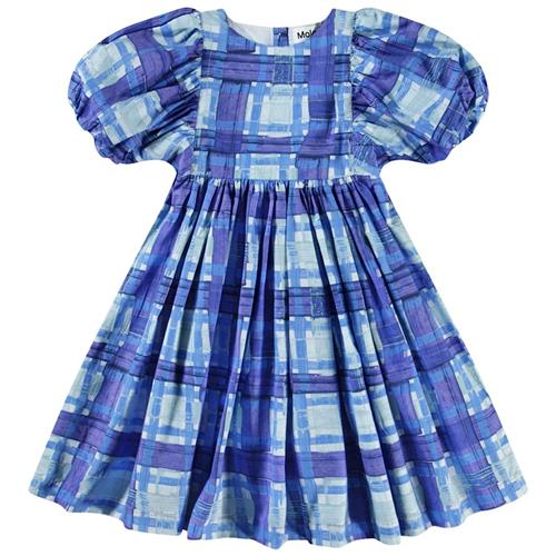 Molo Calyita Short-Sleeved Dress Blue Checks 98/104 cm  Blå  98/104 cm  Piger