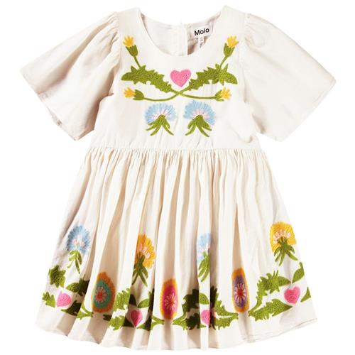 Molo Carlin Short-Sleeved Dress Dandelion Border 110/116 cm  Beige  110/116 cm  Piger