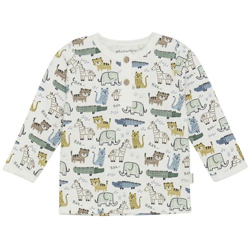 Minymo GOTS Langærmet T-shirt Aop Marshmallow White 62 cm  Hvid  62 cm  Drenge