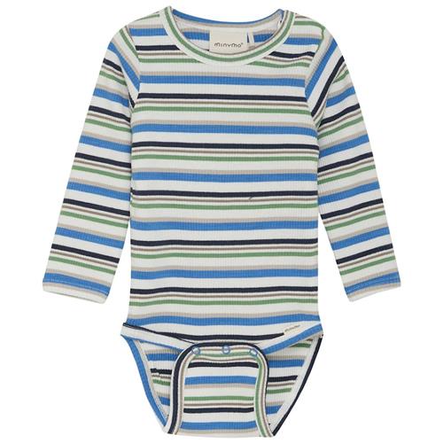 Minymo Ribbet Baby Body Regatta 50 cm  Blå  50 cm  Drenge