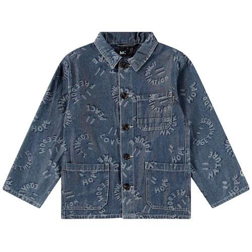 Molo Halley Denim Jacket Word Smiles 110 cm  Blå  110 cm  Drenge, Piger
