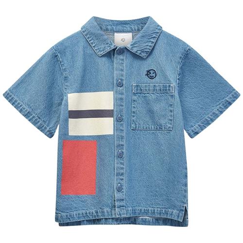 Wynken Kite Block Jeans-skjorte Setting Sun Navy 3 Y  Blå  3 år  Drenge, Piger