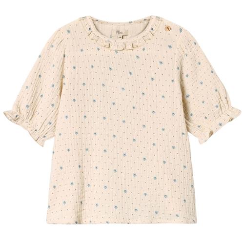 Fliink Blooming Kortærmet Bluse Sandshell Aop 12 months  Creme  12 måneder  Piger