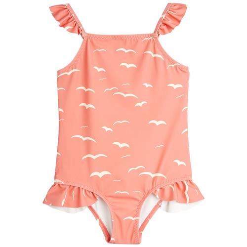 Mini Rodini Seagull Aop Frill Badedragt Pink 80/86 cm  Lyserød  80/86 cm  Piger