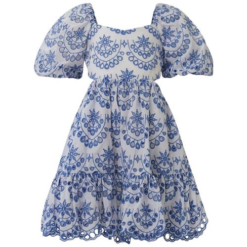 Bardot Junior Ellory Broderet Mini Kjole Periwinkle 7 Y  Hvid  7 år  Piger