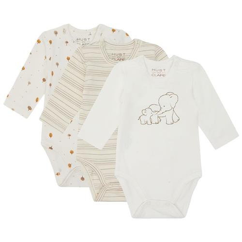Hust&Claire Base 3-pak Baby Body Snow White 68 cm  Hvid  68 cm  Drenge, Piger