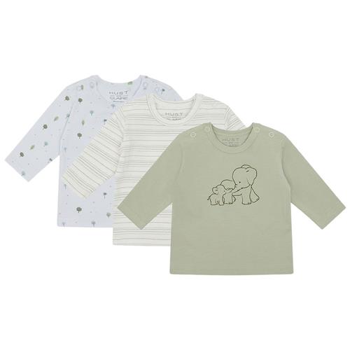 Hust&Claire Amar 3-pak Langærmet T-shirt Green Sage 68 cm  Grøn  68 cm  Drenge, Piger