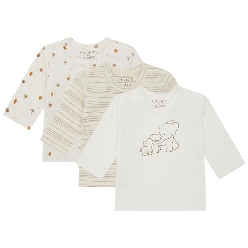 Hust&Claire Amar 3-pak Langærmet T-shirt Snow White 74 cm  Hvid  74 cm  Drenge, Piger