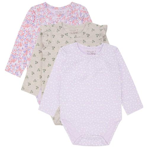 Hust&Claire Bella 3-pak Baby Body Wheat Melange 80 cm  Beige  80 cm  Piger