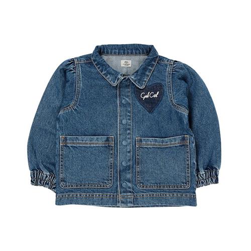 Copenhagen Colors Hearts Økologisk Denimjakke Indigo Blue Washed 116 cm  Blå  116 cm  Piger