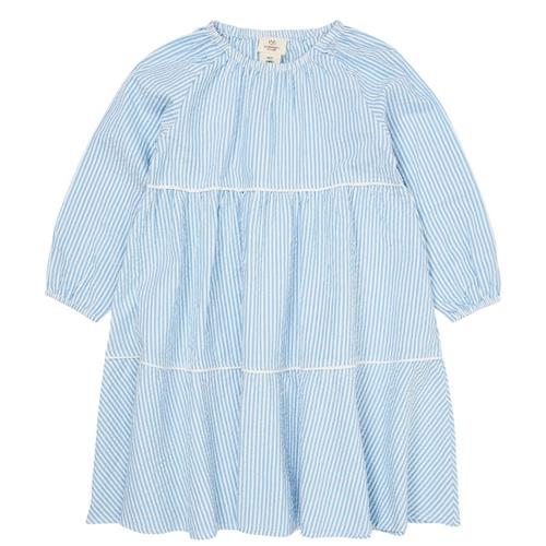 Copenhagen Colors Bow Seersucker-kjole Sky Blue Cream Stripe 128 cm  Blå  128 cm  Piger