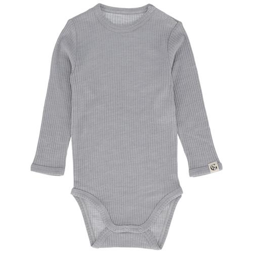 Gullkorn Bodysuit i kridtuld, grå 56 cm Uld Grå  56 cm  Drenge, Piger
