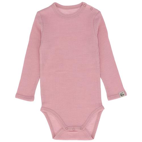 Gullkorn Chalk Wool Onesie i lilla rosa ribbet design 68 cm Uld Lyserød  68 cm  Drenge, Piger