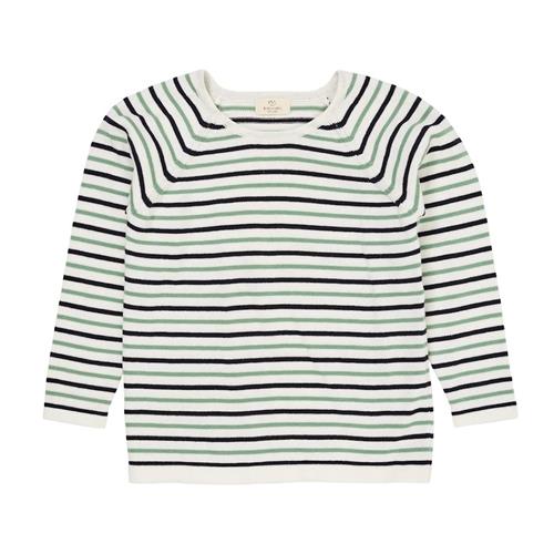 Copenhagen Colors GOTS Tynd Strikket Sweater Cream Navy Green 116 cm  Beige  116 cm  Drenge, Piger