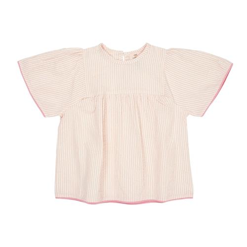 Copenhagen Colors GOTS Seersucker-bluse Dusty Rose Cream Stripe 80 cm  Lyserød  80 cm  Piger