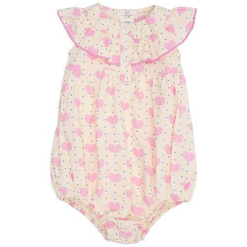 Copenhagen Colors Heart & Dots Romper Med Flæse Heart Aop 92 cm  Lyserød  92 cm  Piger