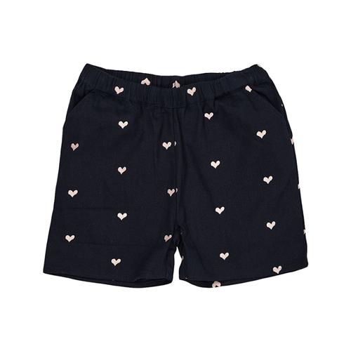 Copenhagen Colors Heart Shorts I Twill Navy Soft Pink Hearts 128 cm  Blå  128 cm  Piger