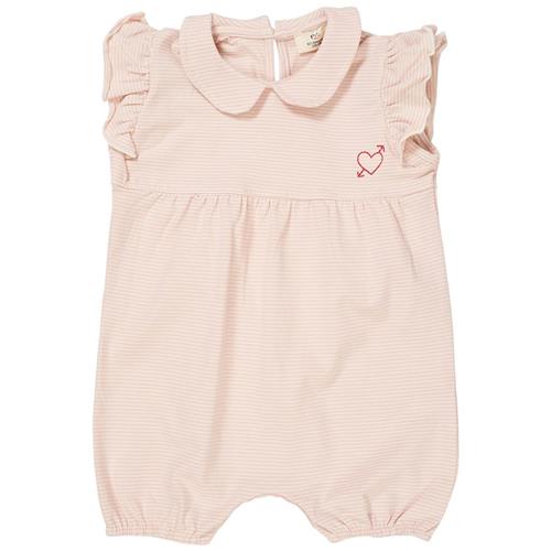 Copenhagen Colors Stribet Romper Dusty Rose Cream Stripe 62 cm  Lyserød  62 cm  Piger
