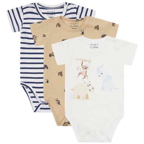 Hust&Claire Bertram 3-pak Baby Body Pale Khaki 74 cm  Brun  74 cm  Drenge