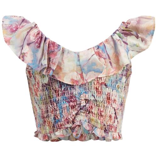 Bardot Junior Ayala Shirred Croptop Azure Floral 14 Y  Lyserød  14 år  Piger