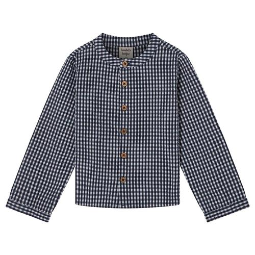 Buddy & Hope August LS Shirt Seersucker Navy Check 98/104 cm  Marineblå Tern 98/104 cm  Drenge, Piger