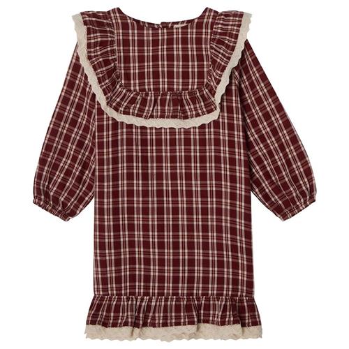 Buddy & Hope Alice Christmas Check Flounce Dress i Red 62/68 cm  Rød Tern 62/68 cm  Piger
