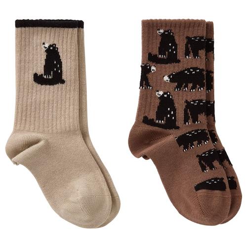 Kuling 2-pak GOTS Korfu Strømper Black Bear 20-23 EU  Brun  20-23 EU  Drenge, Piger