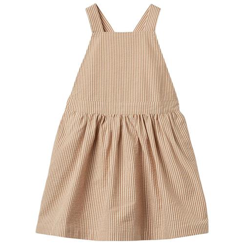 Wheat Agnes Pinafore-kjole Caramel Stripe 116 cm  Beige  116 cm  Piger
