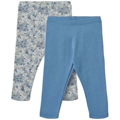 Wheat Jules 2-pak Leggings Blue Summer Flowers 80 cm  Blå  80 cm  Piger
