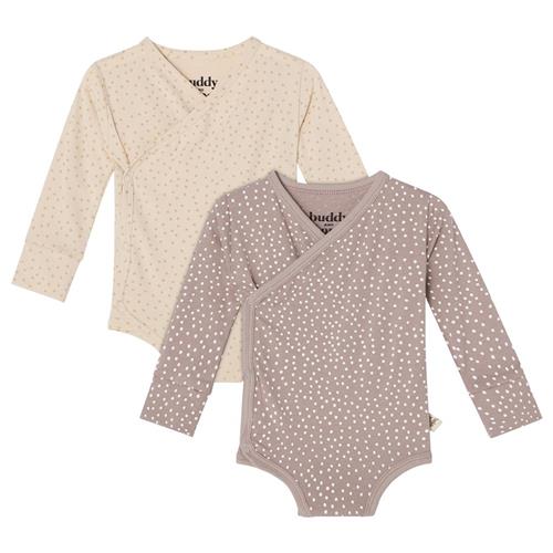 Buddy & Hope Max Beige/Taupe Prikket 2-pak Baby Body 62/68 cm  Beige Prikker 62/68 cm  Drenge, Piger