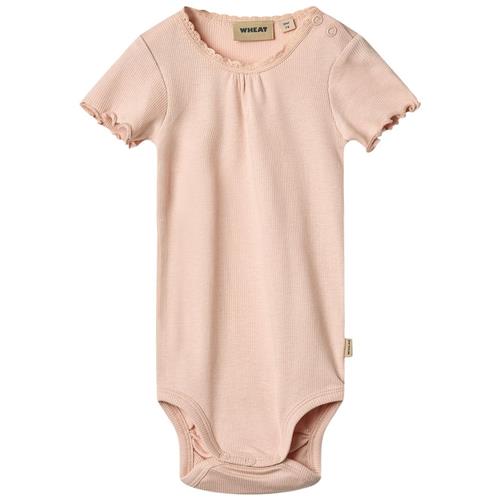 Wheat Edna Ribbet Kortærmet Baby Body Powder 62 cm  Lyserød  62 cm  Piger