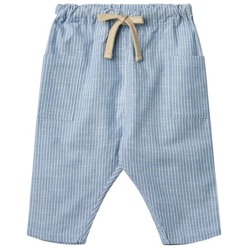 Wheat GOTS Arne Bukser Blue Stripe 68 cm  Blå  68 cm  Drenge, Piger