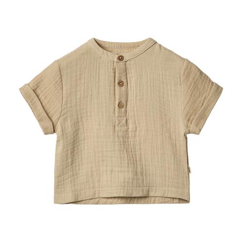 Wheat GOTS Svend Kortærmet Skjorte Soft Sand 62 cm  Beige  62 cm  Drenge