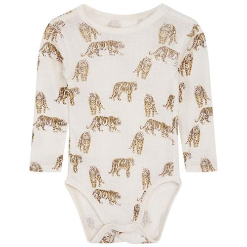 Hust&Claire Bocel Mønstret Babybody French Oak 56 cm  Creme  56 cm  Drenge