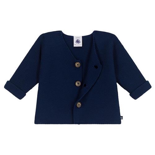 Petit Bateau Strikket Bomuldscardigan Medieval 3 months  Marineblå  3 måneder  Drenge, Piger