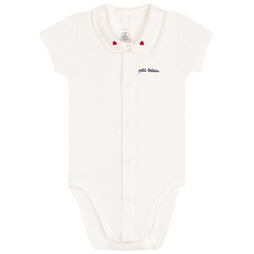 Petit Bateau Kortærmet Baby Body Med Krave Marshmallow Newborn  Hvid  nyfødt  Drenge, Piger